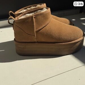UGG Brown Suede Ankle Platform Boots